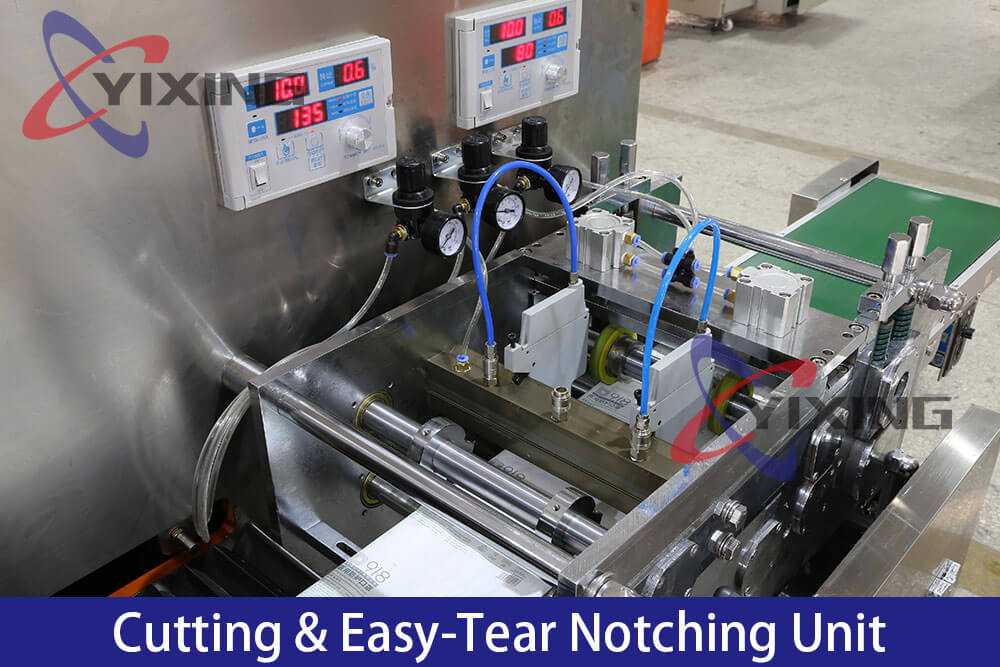 4 Side Seal Packaging Machine Cutting & Easy-Tear Notching Unit